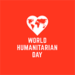 Image of the World Humanitarian Day 2024 logo, the world inside of a heart. Source: United Nations